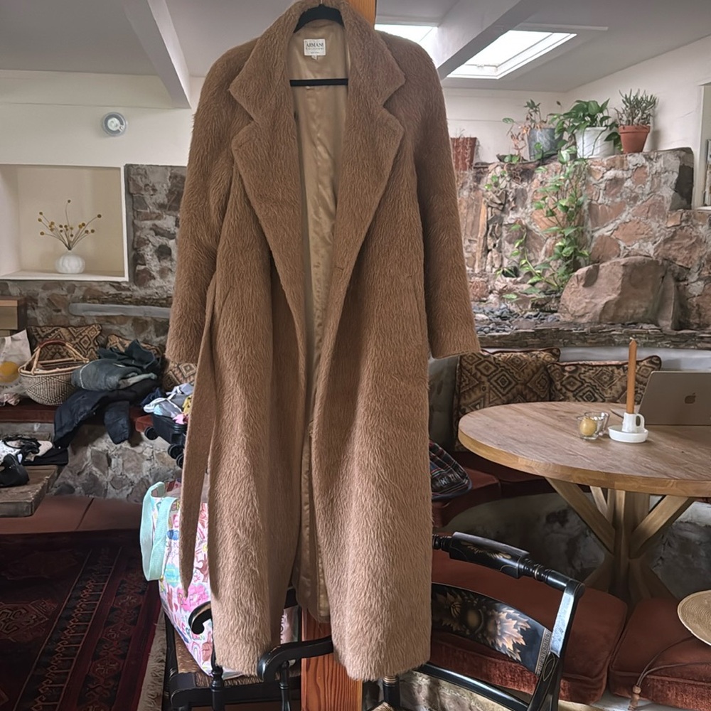 Vintage Armani Collection Tan Long Coat - alpaca + wool - size 8
